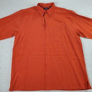 Puritan Men's Large 42/44 Long-sleeve button up shirt collared Burnt Orange